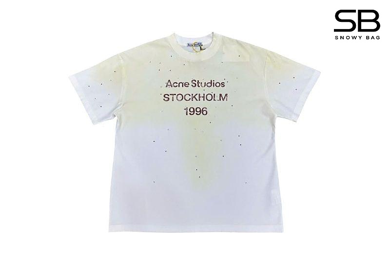 Áo Thun Acne Studios Vintage White Rhinestone Stockholm 1996 Yellow Vàng sang trọng