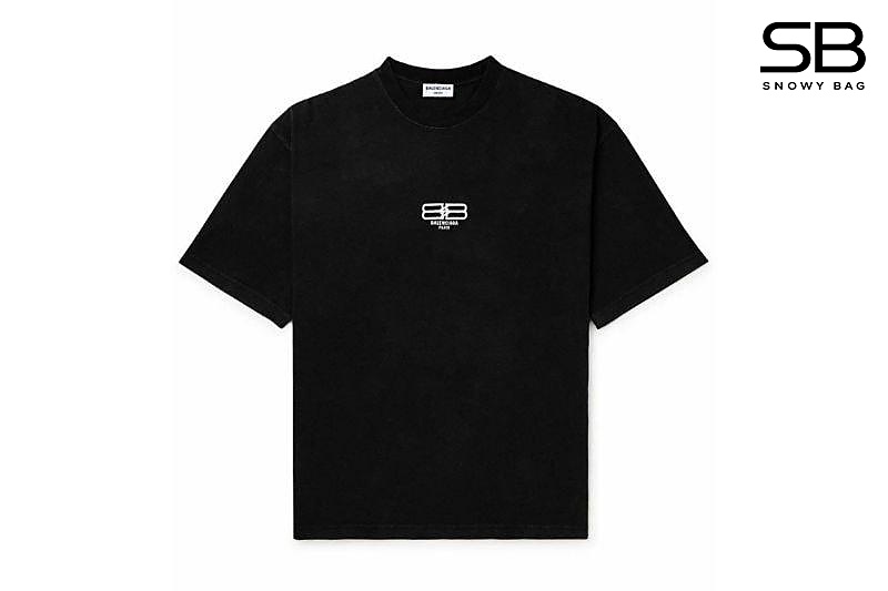 Áo Thun Balenciaga Embroidered Logo Cotton T-Shirt Black Đen thời trang cao cấp