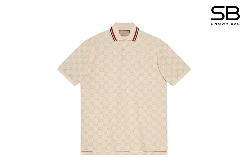 Áo Thun Gucci Cotton Piquet Polo With GG Ivory Màu Kem sang trọng