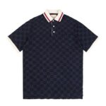 Áo Thun Gucci Cotton Piquet Polo With GG Navy Blue Màu Xanh