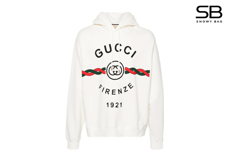 Áo Thun Gucci Firenze 1921 Cotton Hoodie Trắng thời trang cao cấp