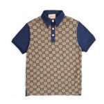 Áo Thun Gucci Jumbo GG Cotton Silk Jacquard Polo Beige Ebony sang trọng