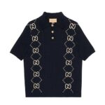 Áo Thun Gucci Knitted GG Polo Shirt Navy Blue Màu Xanh sang trọng