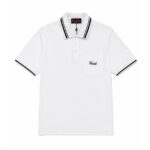 Áo Thun Gucci Polo trắng cổ sọc đen túi có chữ Gucci