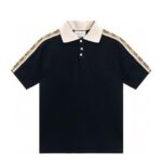 Áo Thun Gucci Polo With Interlocking G Stripe Black Đen Be sang trọng