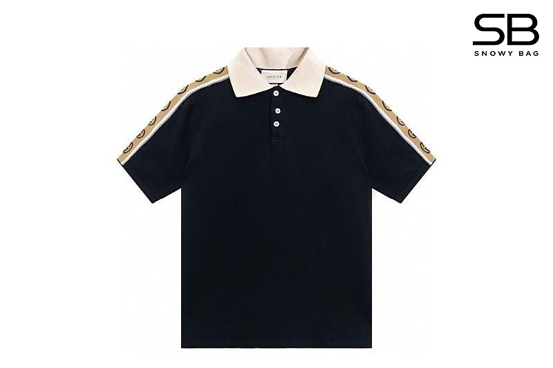Áo Thun Gucci Polo With Interlocking G Stripe Black Đen Be sang trọng
