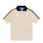 Áo Thun Gucci Polo With Interlocking G Stripe Off White Màu Be sang trọng