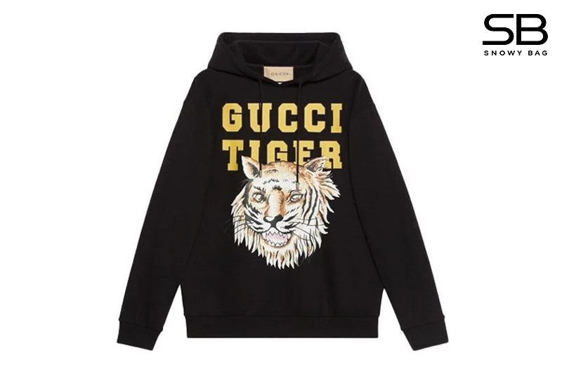 Áo Thun Gucci Tiger Hoodie Đen với thiết kế độc đáo và phong cách