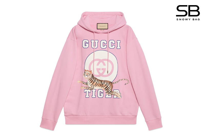 Áo Thun Gucci Tiger Hoodie Hồng thời trang cao cấp