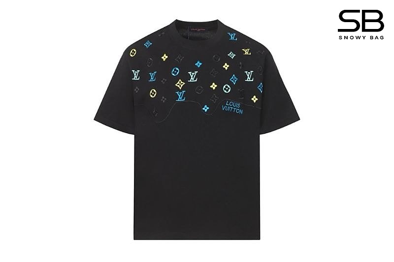 Áo Thun LV Black Cotton Monogram Multicolor Màu Đen thời trang sang trọng