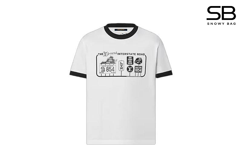 Áo Thun LV Cotton T-Shirt Crystal 1854 White Black sang trọng