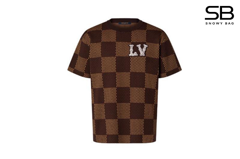 Áo Thun LV Damier Pop T-Shirt Sienna Brown Màu Nâu sang trọng