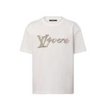 Áo Thun LV Embroidered Short-Sleeved T-Shirt Lovers Milky White sang trọng