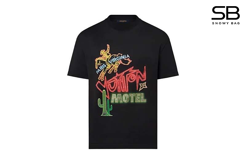 Áo Thun LV Graphic Embellished Cotton T-Shirt Paris Virginia Black Đen sang trọng