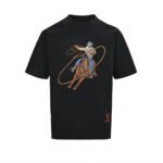 Áo Thun LV Graphic Embroidered Cowboy Cotton T-Shirt Black Đen thời trang