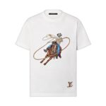 Áo Thun LV Graphic Embroidered Cowboy Cotton T-Shirt Milky White Trắng đẹp mắt