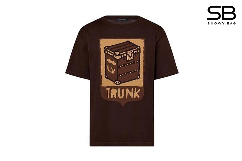 Áo Thun LV Short-Sleeved Cotton Intarsia Crewneck Trunk Siena Brown sang trọng