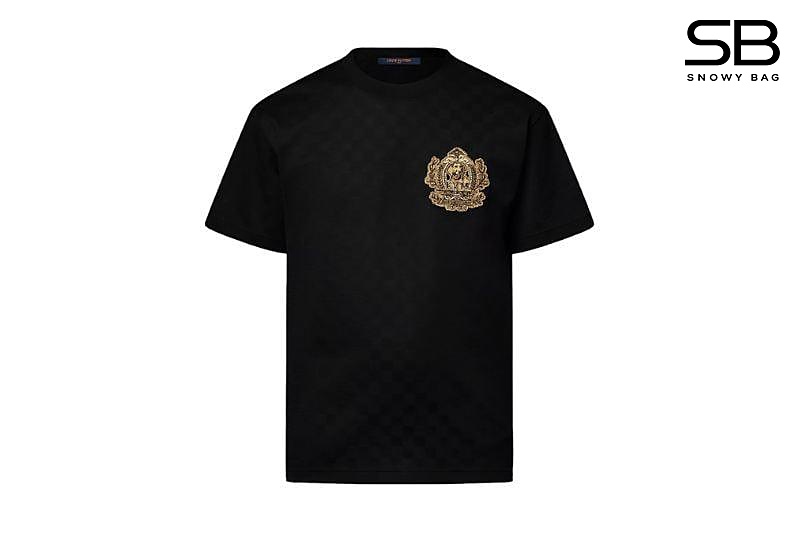 Áo Thun LV Signature Patch Cotton T-Shirt Black Damier Westminster Dog Đen sang trọng