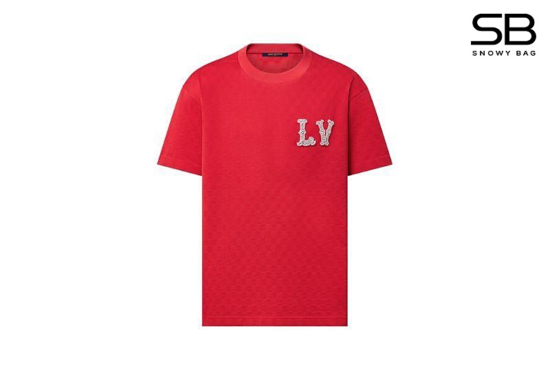 Áo Thun LV T-Shirt Red Damier Pique Màu Đỏ thời trang sang trọng