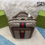 Ba Lô Gucci Ophidia GG Medium Backpack Beige Ebony Kem góc nghiêng chi tiết