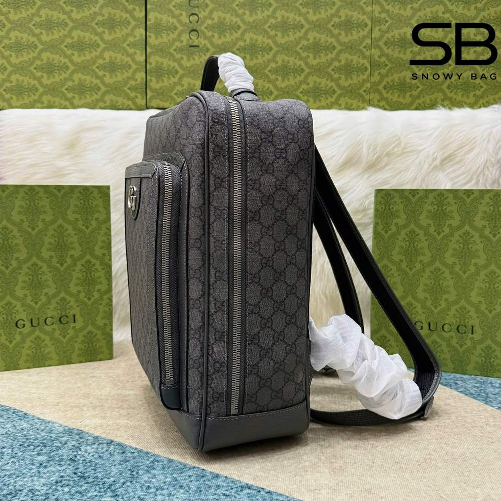 Ba Lô Gucci Ophidia Medium GG Backpack in Grey GG Supreme Coated Canvas Xám góc nghiêng chi tiết