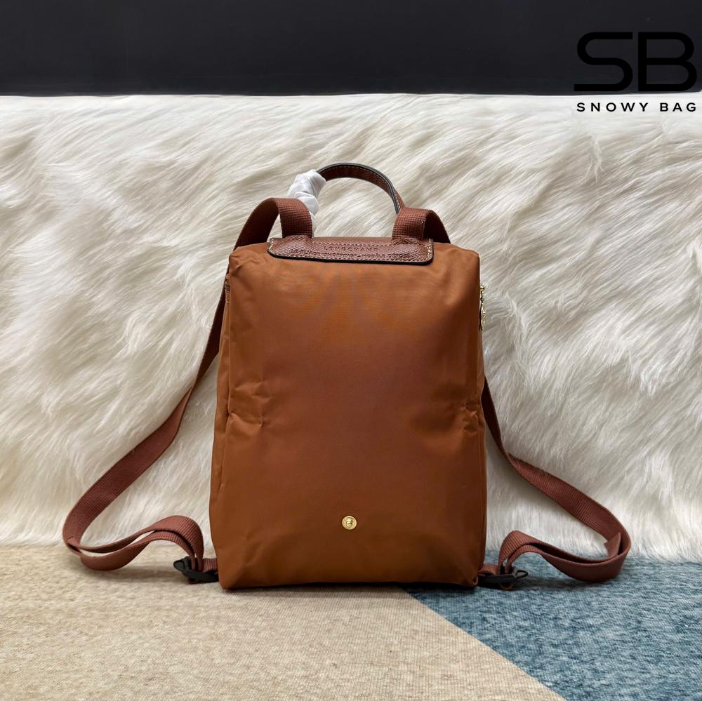 Ba Lô Longchamp Le Pliage Original M Backpack Cognac Nâu góc nghiêng chi tiết