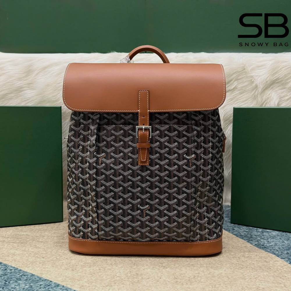 Balo Goyard Alpin MM Backpack Black Tan Màu Đen Nâu Size 39CM góc nghiêng chi tiết