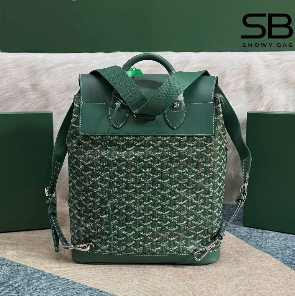 Logo và khóa Balo Goyard Alpin MM Backpack Green Size 39CM