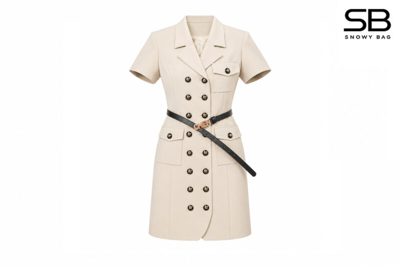 Đầm Chanel 24SS Beige Dress With Belt Màu Be sang trọng
