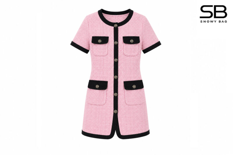 Đầm Chanel 24SS Pink Black Tweed Dress Màu Hồng sang trọng và đẳng cấp