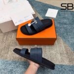 Dép Hermes Jackson Sandal Marine Blue Epsom SHW, chi tiết sang trọng và tinh tế.