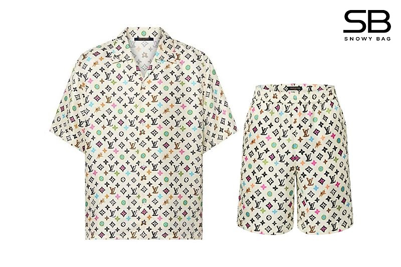 Full Set Bộ Quần Áo LV Tyler Shirt and Shorts Monogram Craggy Vanilla