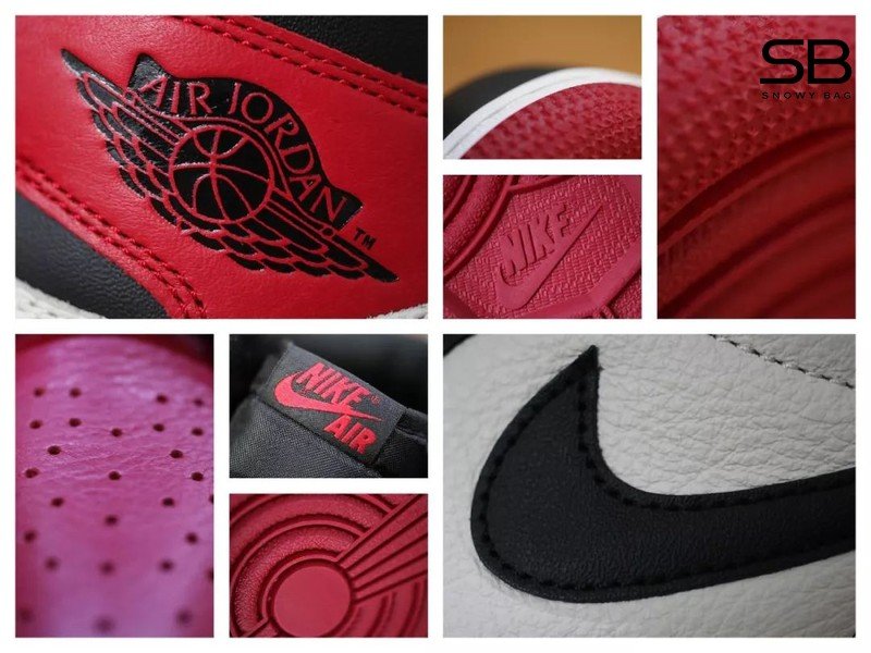 Hình ảnh chi tiết các phần của giày Air Jordan 1 High Bred