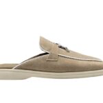 Giày Loro Piana Charms Walk Babouche Loafer Beige White Be Viền Trắng sang trọng