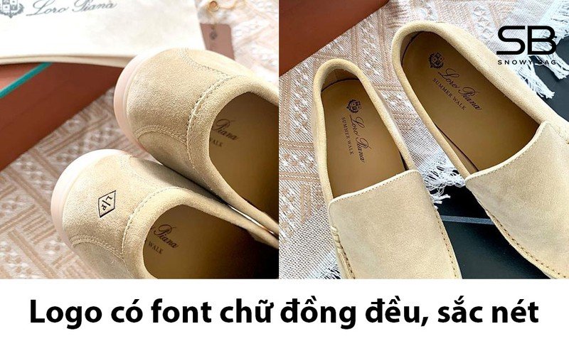 Chi tiết logo in trên giày Loro Piana