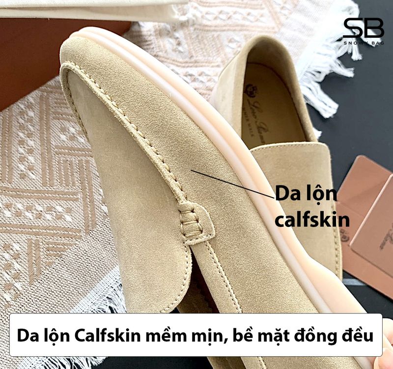 Chất liệu da lộn calfskin trên giày Loro Piana