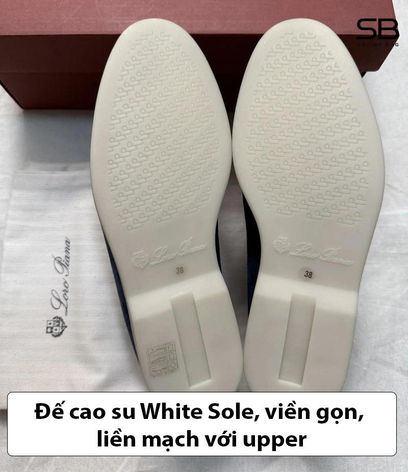Chi tiết phần đế giày Loro Piana màu trắng