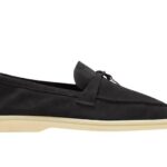 Giày Loro Piana Summer Walk Charm Loafer Black Suede Đen sang trọng