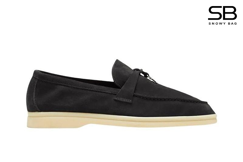 Giày Loro Piana Summer Walk Charm Loafer Black Suede Đen sang trọng