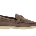 Giày Loro Piana Summer Walk Charm Loafer Rain Drops Suede Màu Nâu sang trọng