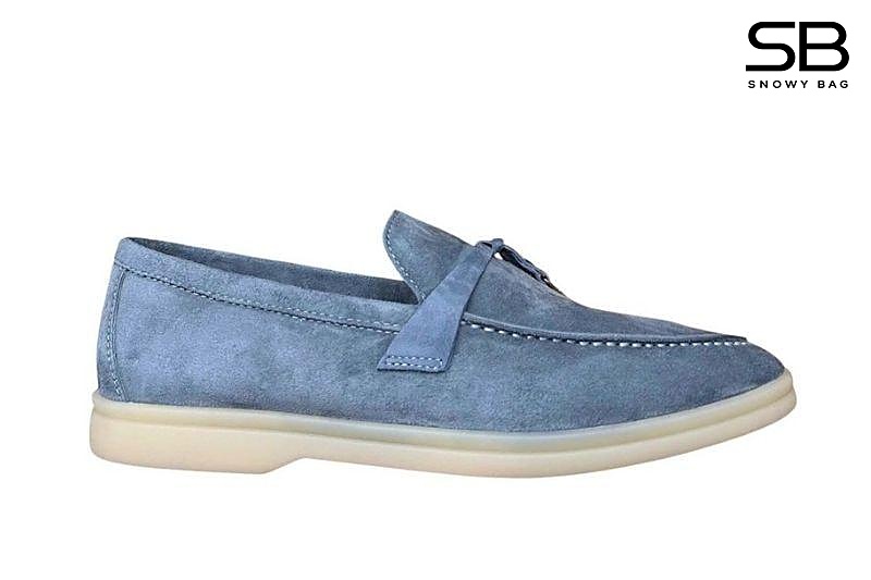 Giày Loro Piana Summer Walk Charm Loafer Xám Xanh sang trọng