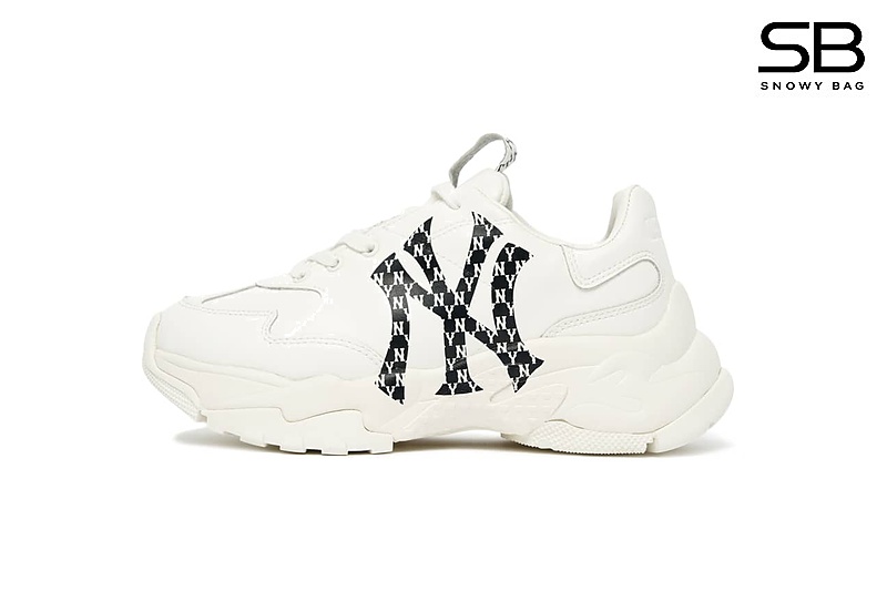 Giày MLB Big Ball Chunky Mono LT New York Yankees Trắng NY Đen sang trọng