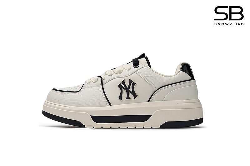 Giày MLB Chunky Liner Basic SL New York Yankees White Trắng Đen sang trọng