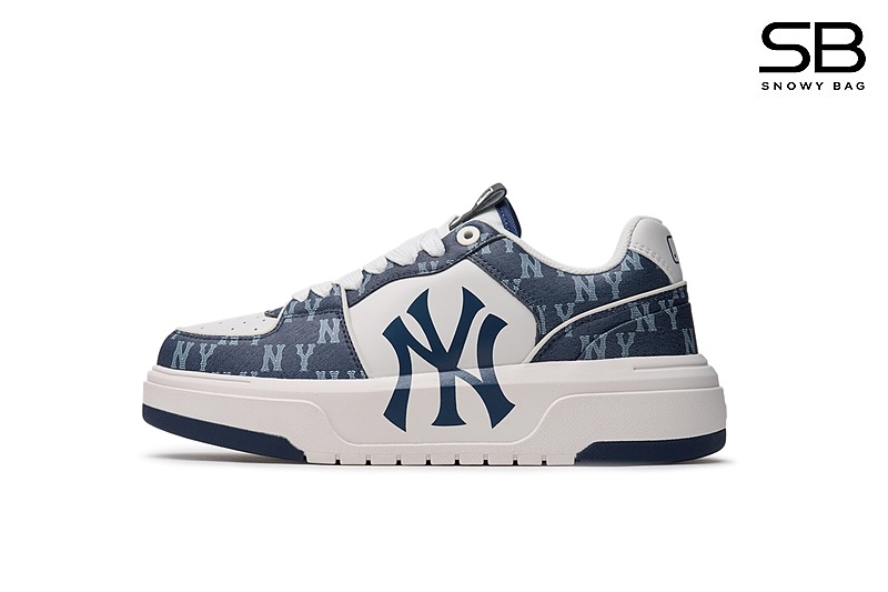 Giày MLB Chunky Liner Denim Classic Mono New York Yankees Navy Xanh Dương sang trọng