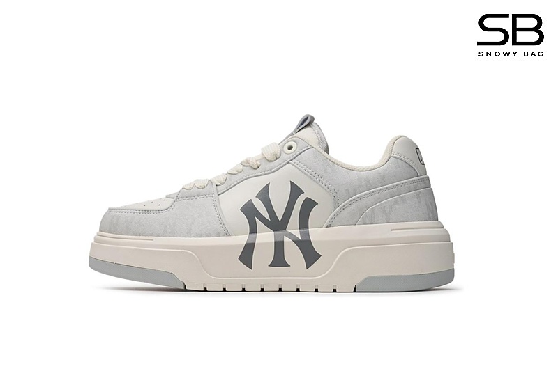 Giày MLB Chunky Liner Denim Classic Mono New York Yankees Xám Trắng đẹp mắt