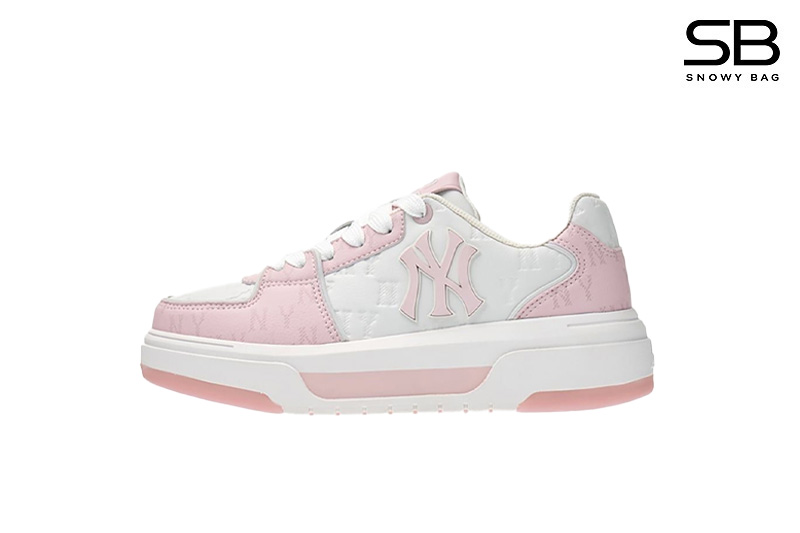 Giày MLB Chunky Liner Embo Monogram NY Pink Hồng Trắng thời trang nữ