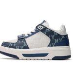 Giày MLB Chunky Liner Mid Classic Monogram NY Denim Xanh Dương thời trang