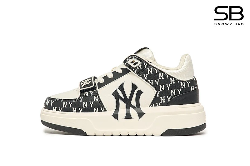 Giày MLB Chunky Liner Mid Monogram NY Đen phong cách thời trang
