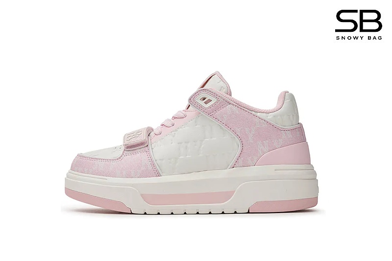 Giày MLB Chunky Liner Mid Monogram NY Pink Hồng Trắng với thiết kế thời thượng