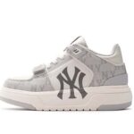 Giày MLB Chunky Liner Mid Monogram NY Xám Trắng đẹp mắt
